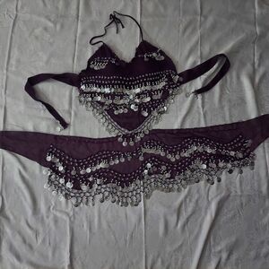 Belly Dance Coin Hip Scarf And Halter